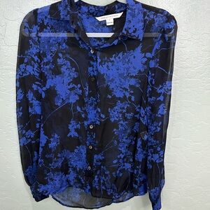 DVF Long Sleeve Button-up Blouse